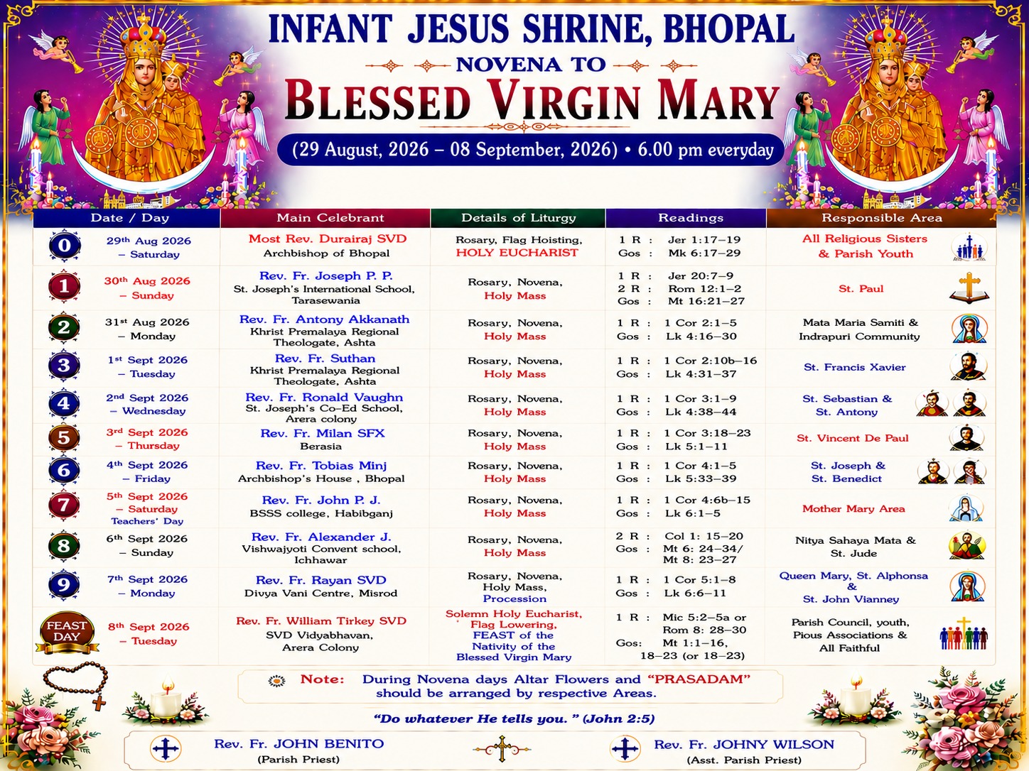 Novena Full Schedule